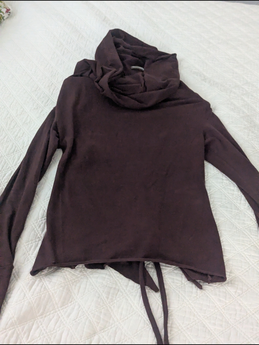 Cowl/Hood Top With Lace up Back Dark Brown - Made By Elvin Forrest Etsy Shop